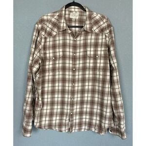 Lucky Brand Pearl Snap Men's XXL Shirt Western Plaid Long Sleeve Cowboy‎